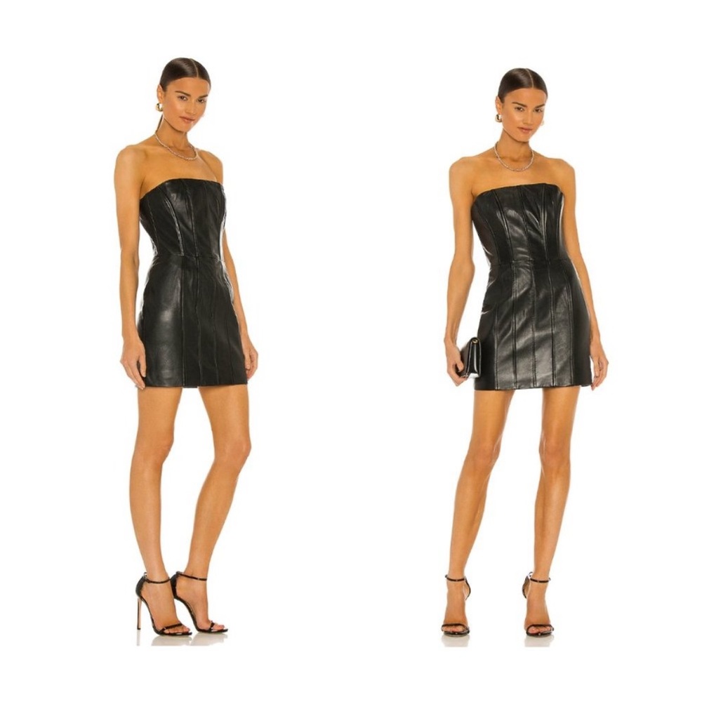LAMARQUE x REVOLVE | Bodycon Leather Mini Dress in Black Size M